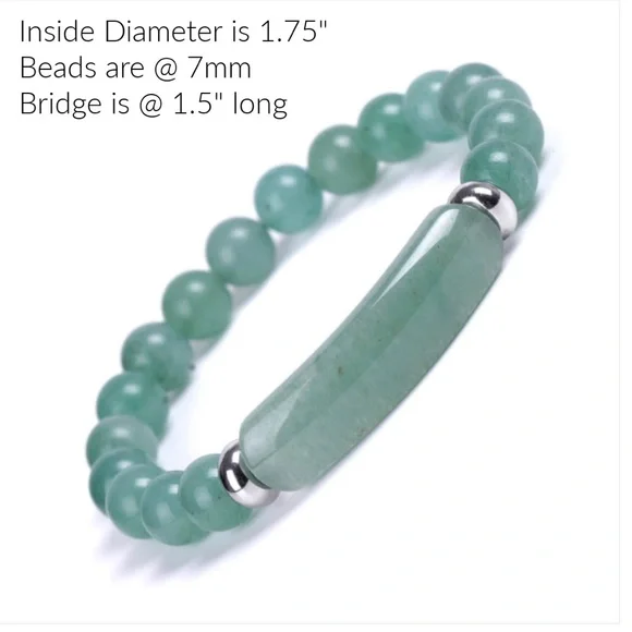 Natural Stone Bracelet Green Aventurine with with Crystal Bridge - Picture 2 of 2